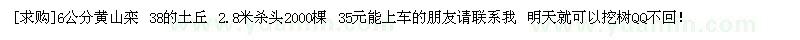 求购6公分黄山栾 38的土丘 2.8米杀头2000棵