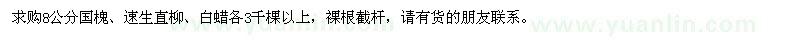 求购8公分国槐、速生直柳、白蜡