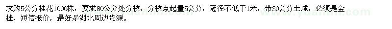 求购5公分桂花1000株