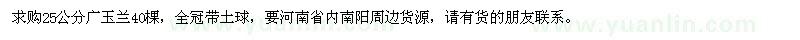 求购25公分广玉兰40棵