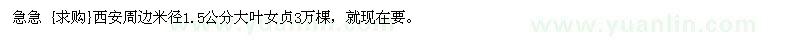 求购西安周边米径1.5公分大叶女贞3万