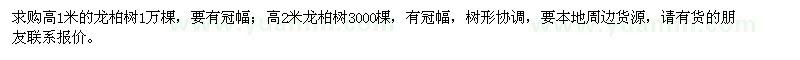 求购高1米、2米的龙柏树