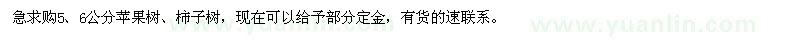 求购5、6公分苹果树、柿子树