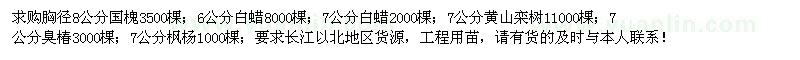 求购国槐、白蜡、黄山栾树、臭椿、枫杨