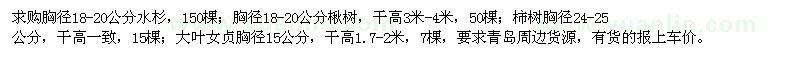 求购水杉、楸树、柿树、大叶女贞