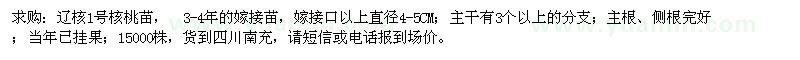 求购直径4-5公分辽核1号核桃苗