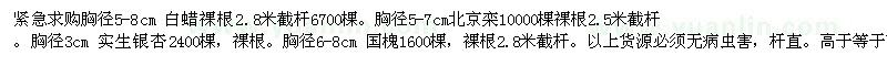 求购白蜡、北京栾树、银杏、国槐