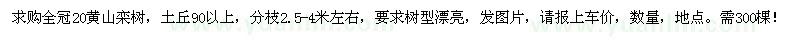 求购20公分全冠黄山栾树