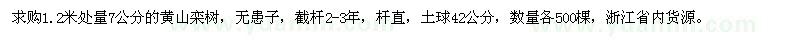 求购1.2米处量7公分黄山栾树、无患子