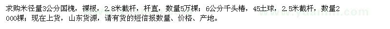 求购米径量3公分国槐、6公分千头椿