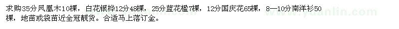 求购凤凰木、白花银桦、蓝花楹