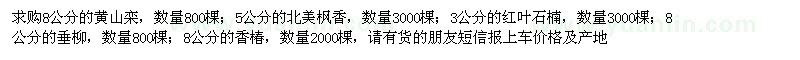 求购黄山栾、北美枫香、红叶石楠、垂柳、香椿