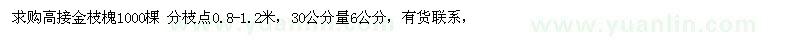 求购30公分量6公分高接金枝槐