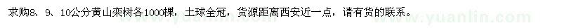 求购8、9、10公分黄山栾树