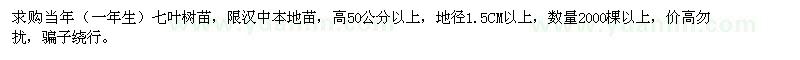 求购高50公分以上七叶树苗