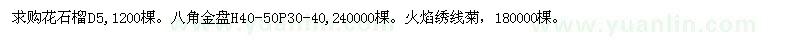 求购花石榴、八角金盘、火焰绣线菊