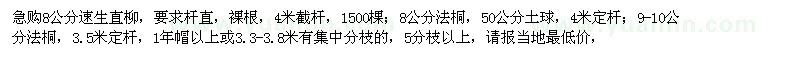 求购速生直柳、法桐