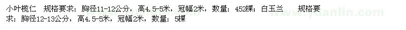 求购小叶榄仁、白玉兰、垂榕