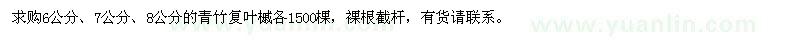 求购6、7、8公分青竹复叶槭