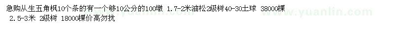 求购从生五角枫、油松