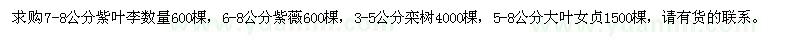 求购紫叶李、紫薇、栾树等