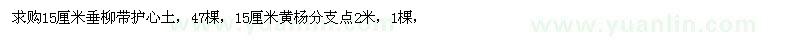 求购15公分垂柳、黄杨