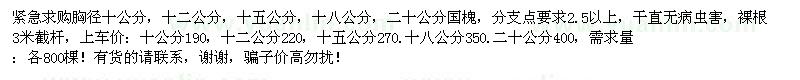 求购胸径12公分国槐