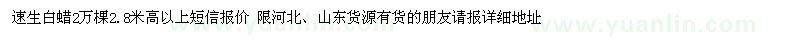求购速生白蜡2万棵2.8米高以上短信报价