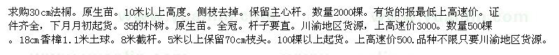 求购30cm法桐、8cm国槐。35cm朴树。18cm香樟