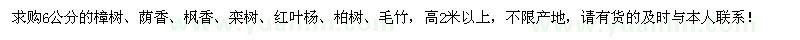 求购樟树、荫香、枫香、栾树、红叶杨等苗木