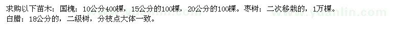 求购国槐、枣树、白腊