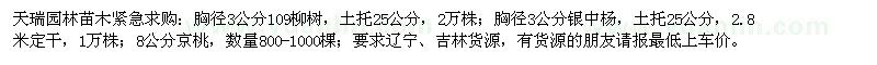 求购柳树、银中杨、京桃