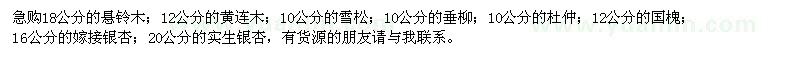 求购悬铃木、黄连木、雪松、垂柳、杜仲、国槐、银杏