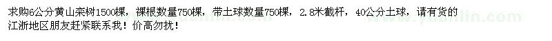 求购6公分黄山栾树1500棵