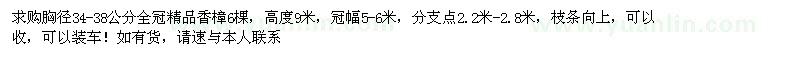 求购35公分全冠精品大香樟