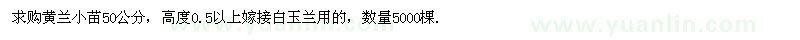 求购黄兰小苗50公分，高度0.5以上嫁接白玉兰