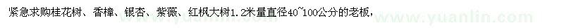 求购桂花树、香樟、银杏、紫薇、红枫大树