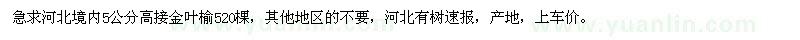 求购5公分高接金叶榆