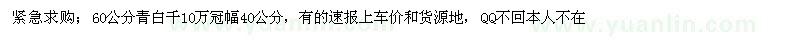 求购60公分青白千10万 