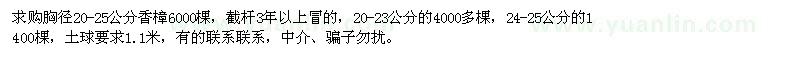 求购胸径20-25公分香樟6000棵