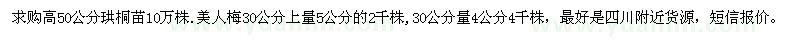 求购珙桐苗、美人梅