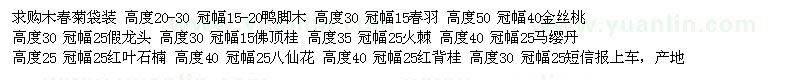 求购鸭脚木 春羽 木春菊 金丝桃 佛顶桂 火棘 红叶石楠 红背桂 八