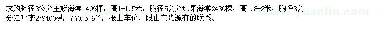 求购王族海棠、红果海棠、红叶李