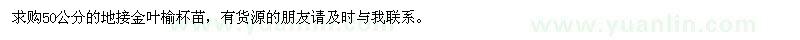 求购50公分的地接金叶榆杯苗