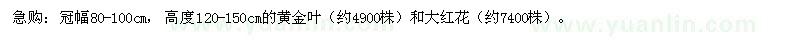 求购大红花、黄金叶