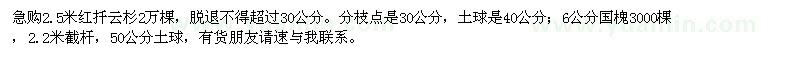 求购2.5米红扦云杉、6公分国槐