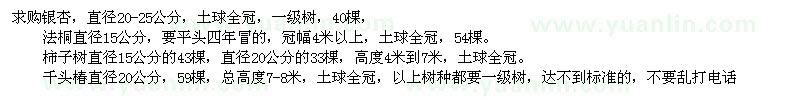 求购银杏、法桐、柿子树、千头椿