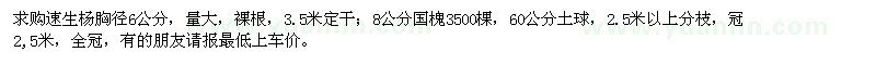 求购胸径6公分速生杨、8公分国槐