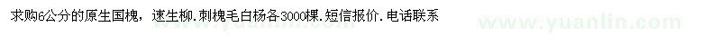 求购6公分原生国槐、速生柳、刺槐、毛白杨