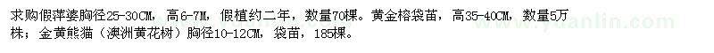 求购假萍婆、黄金榕、金黄熊猫